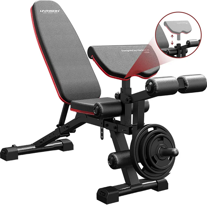 HARISON HR-609 Adjustable Bench with Leg and Arm Curl Attachments