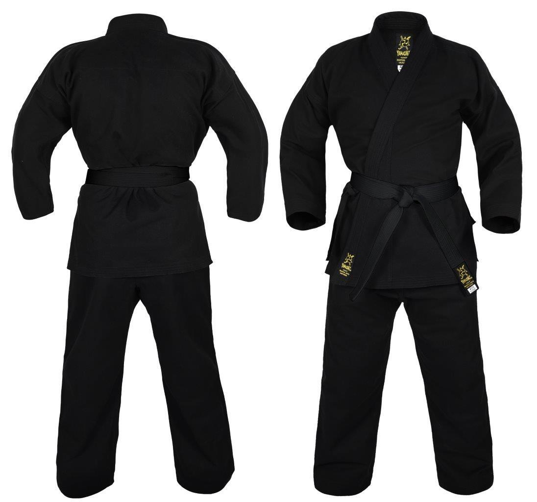 YAMASAKI 14oz GOLD BRUSHED BLACK CANVAS KARATE UNIFORM