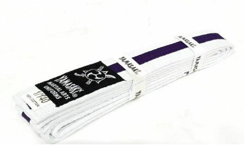 YAMASAKI MARTIAL ARTS BELTS (WITH COLOURED STRIPE)