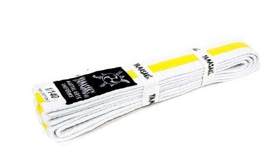 YAMASAKI MARTIAL ARTS BELTS (WITH COLOURED STRIPE)