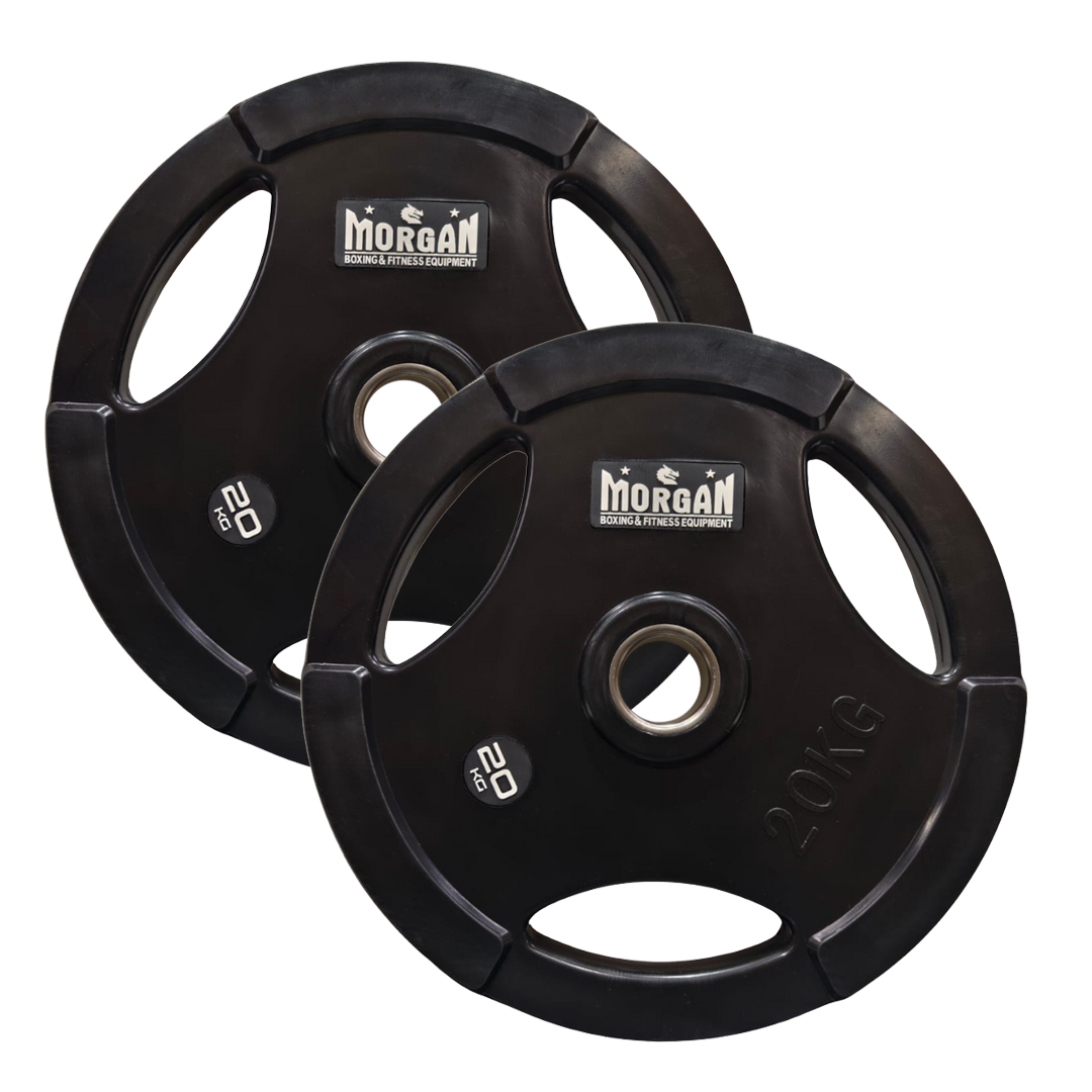 Morgan Tri-Grip Rubber Coated Olympic Weight Plates (Pair) [20kg]