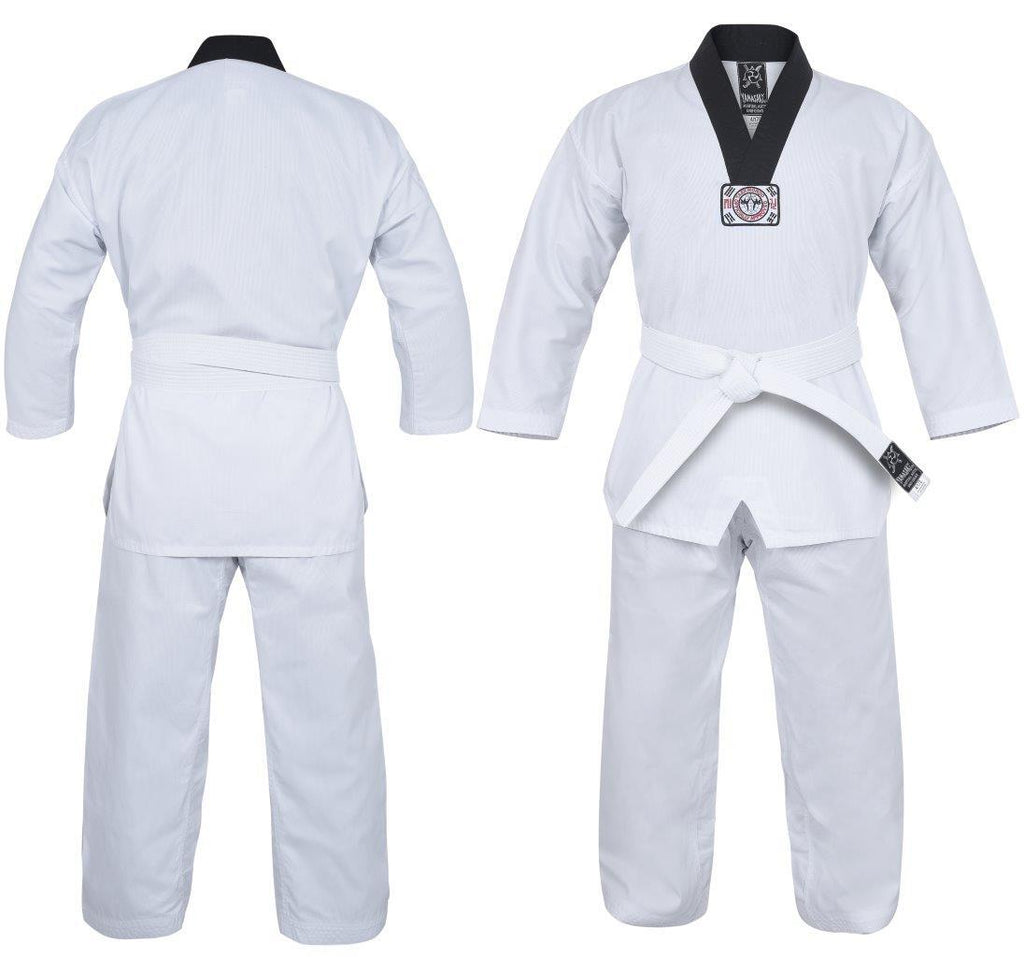 YAMASAKI V2 RIBBED TAEKWONDO UNIFORM - BLACK V NECK 8oz