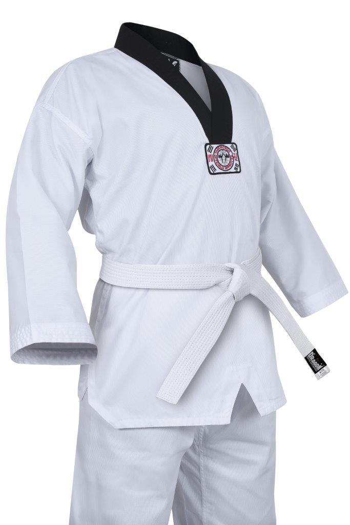 YAMASAKI V2 RIBBED TAEKWONDO UNIFORM - BLACK V NECK 8oz